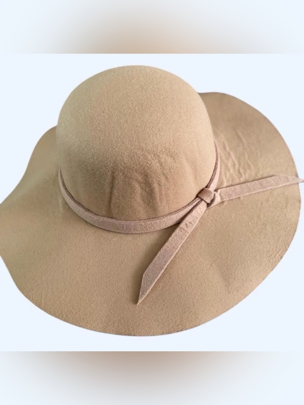 100% Wool Sun Hat Wide Brim Tan